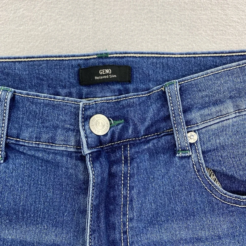 True Religion Jeans Mens 36x32 Blue Denim Pants Geno Relaxed Slim Flap Pocket